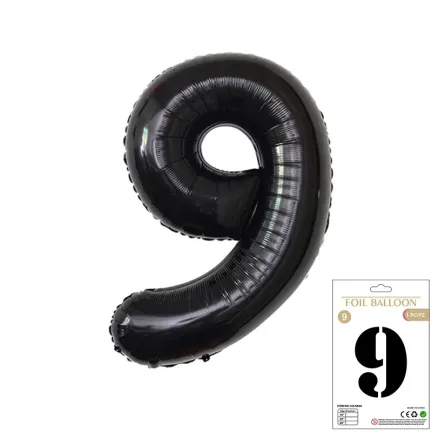 Balon Foliowy Czarny "9" 1m