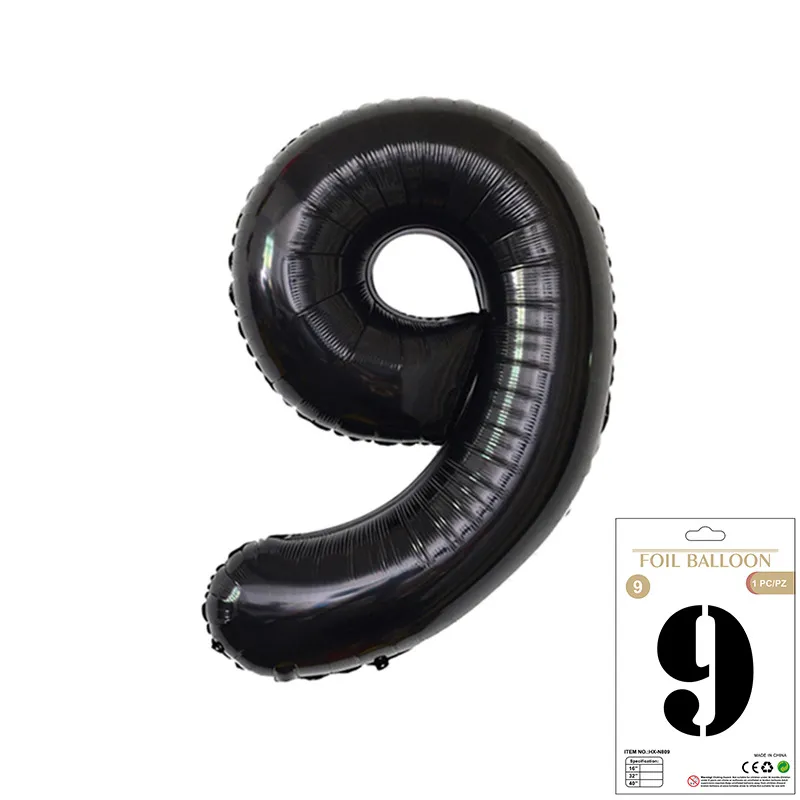 Balon Foliowy Czarny "9" 1m