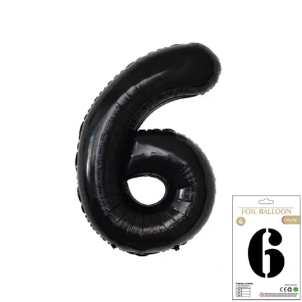 Balon Foliowy Czarny "6" 1m