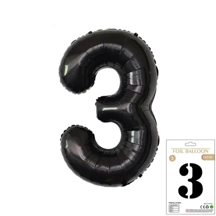 Balon Foliowy Czarny "3" 1m Balon Foliowy Czarny "3" 1m
