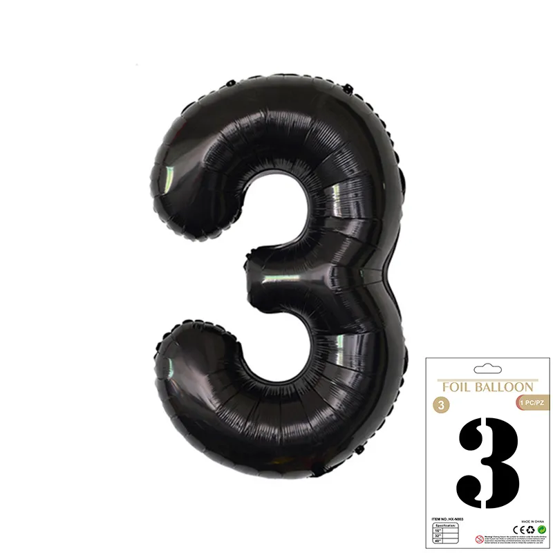 Balon Foliowy Czarny "3" 1m Balon Foliowy Czarny "3" 1m