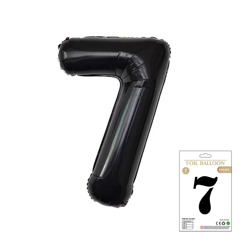 Balon Foliowy Czarny "7" 1m Balon Foliowy Czarny "7" 1m