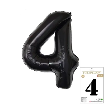 Balon Foliowy Czarny "4" 1m Balon Foliowy Czarny "4" 1m