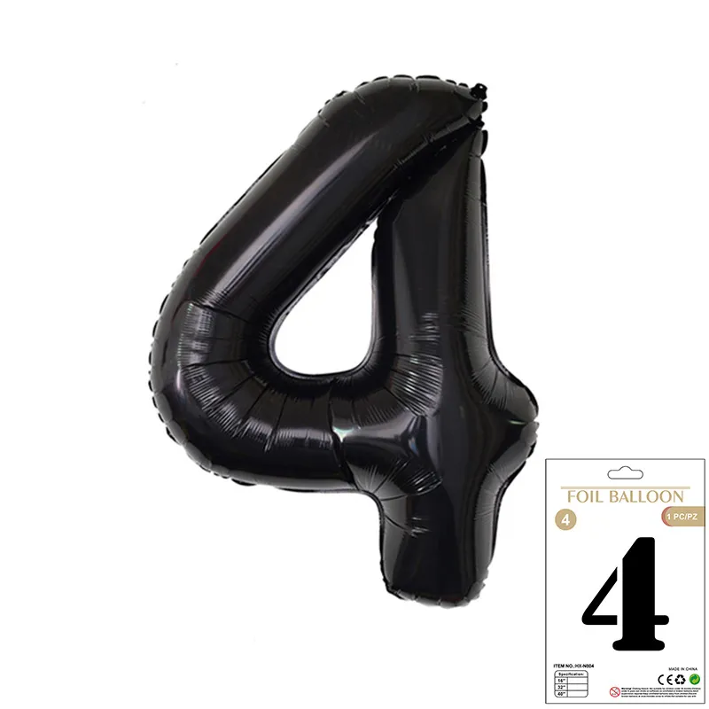 Balon Foliowy Czarny "4" 1m Balon Foliowy Czarny "4" 1m