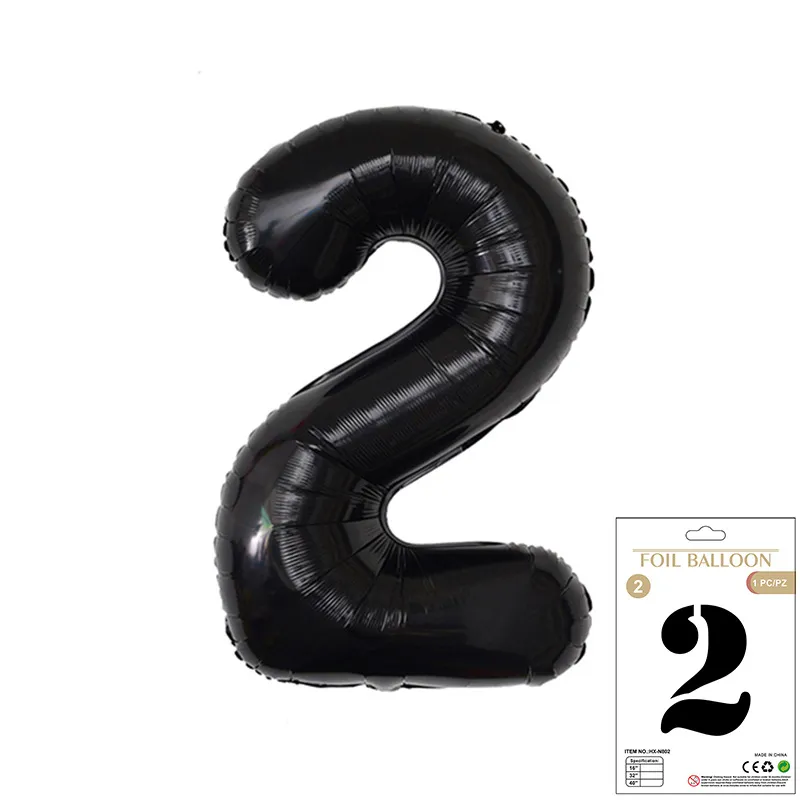 Balon Foliowy Czarny "2" 1m Balon Foliowy Czarny "2" 1m