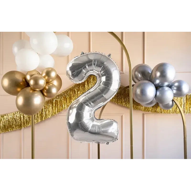 Balon Foliowy Srebrny "2" 1m Balon Foliowy Srebrny "2" 1m