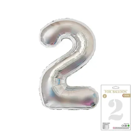 Balon Foliowy Srebrny "2" 1m Balon Foliowy Srebrny "2" 1m