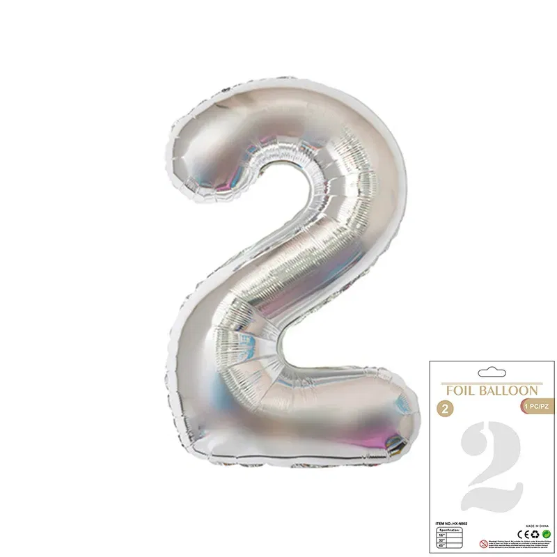 Balon Foliowy Srebrny "2" 1m Balon Foliowy Srebrny "2" 1m