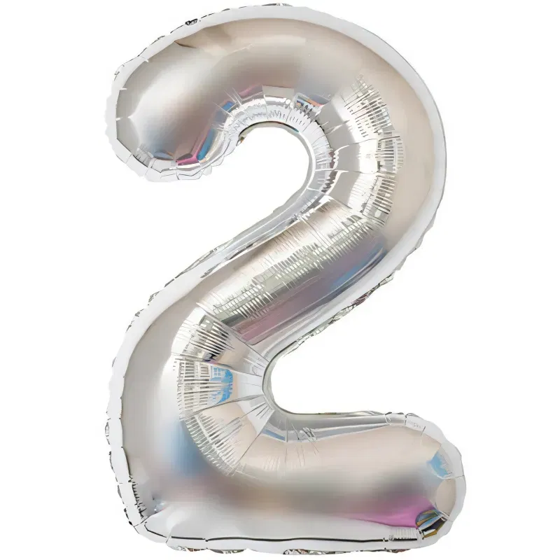 Balon Foliowy Srebrny "2" 1m