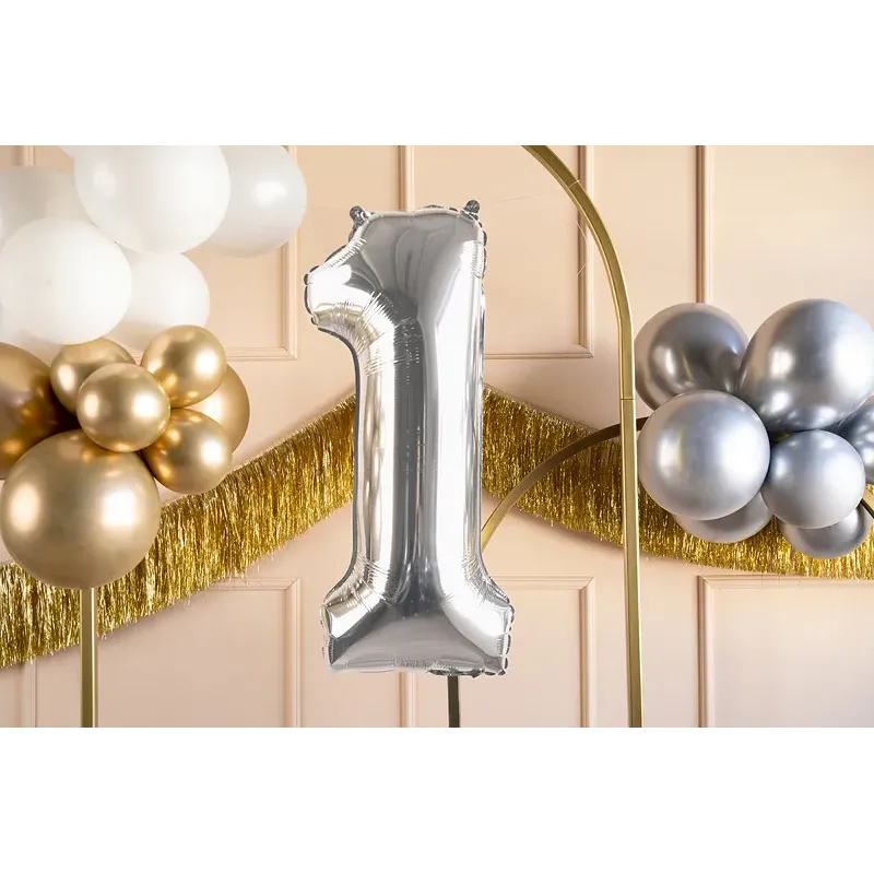 Balon Foliowy Srebrny "1" 1m Balon Foliowy Srebrny "1" 1m