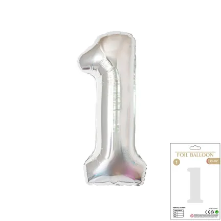 Balon Foliowy Srebrny "1" 1m Balon Foliowy Srebrny "1" 1m