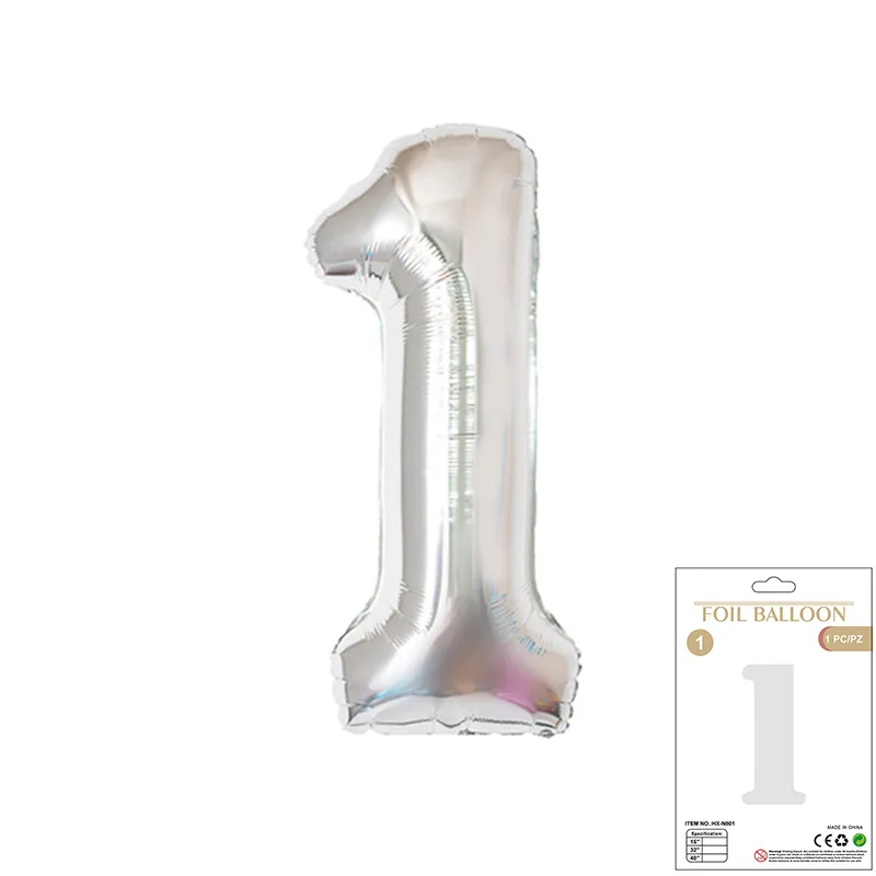 Balon Foliowy Srebrny "1" 1m Balon Foliowy Srebrny "1" 1m