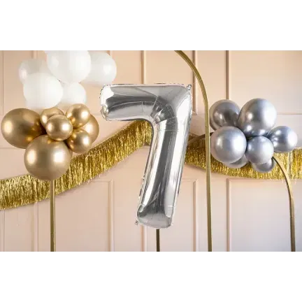 Balon Foliowy Srebrny "7" 1m