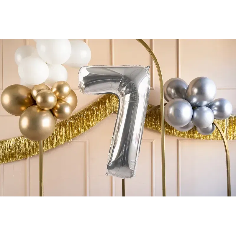 Balon Foliowy Srebrny "7" 1m