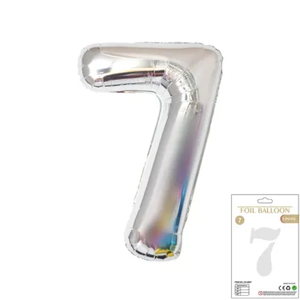 Balon Foliowy Srebrny "7" 1m