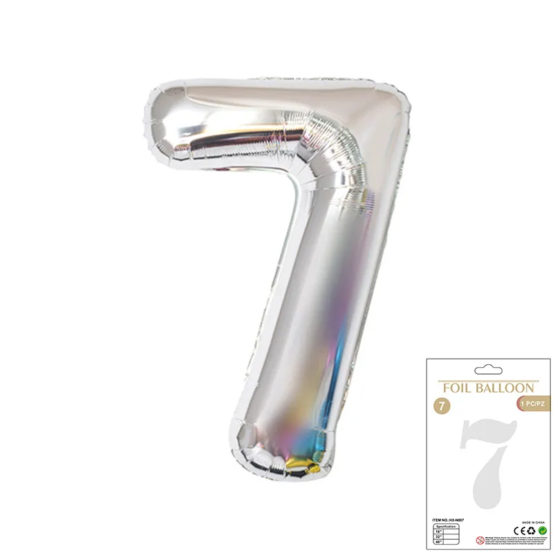 Balon Foliowy Srebrny "7" 1m