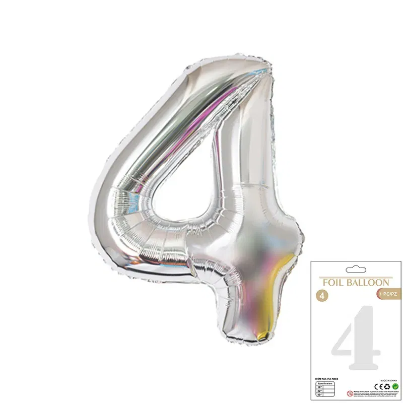 Balon Foliowy Srebrny "4" 1m Balon Foliowy Srebrny "4" 1m