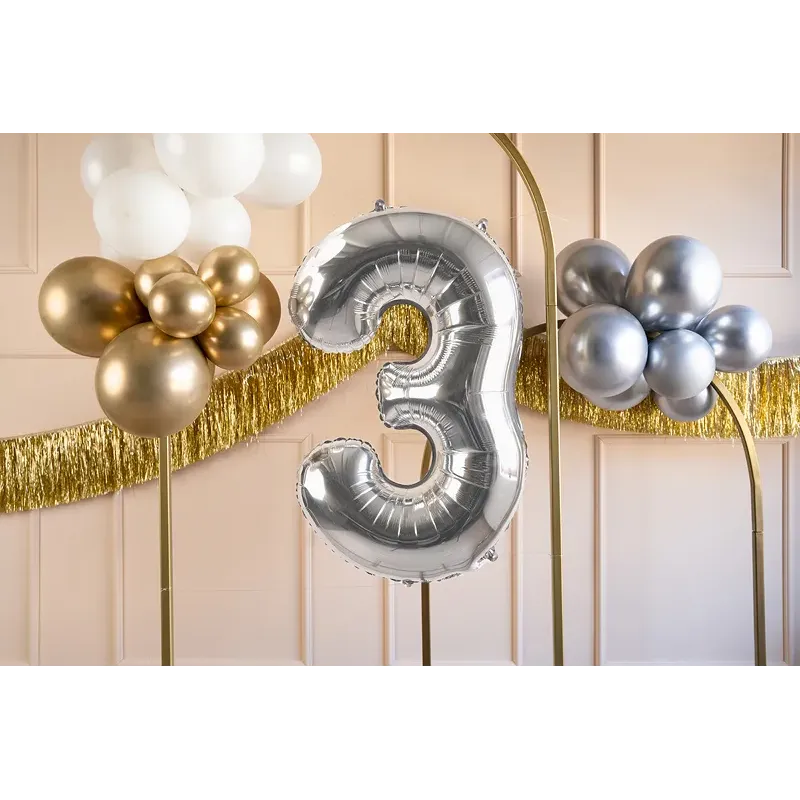 Balon Foliowy Srebrny "3" 1m Balon Foliowy Srebrny "3" 1m