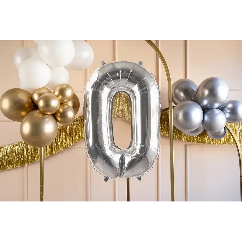 Balon Foliowy Srebrny "0" 1m Balon Foliowy Srebrny "0" 1m