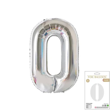 Balon Foliowy Srebrny "0" 1m Balon Foliowy Srebrny "0" 1m