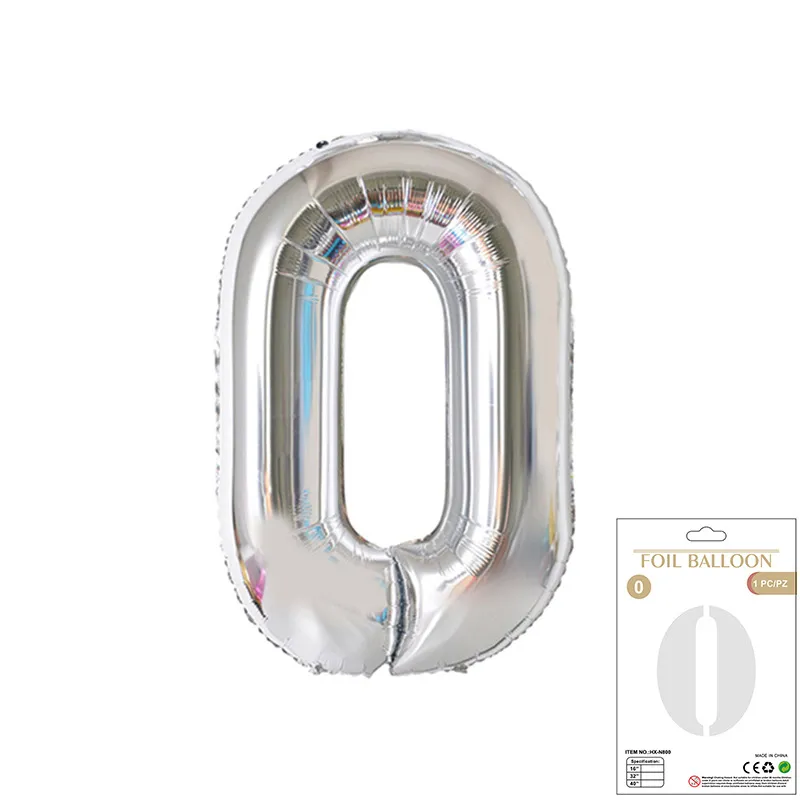 Balon Foliowy Srebrny "0" 1m Balon Foliowy Srebrny "0" 1m