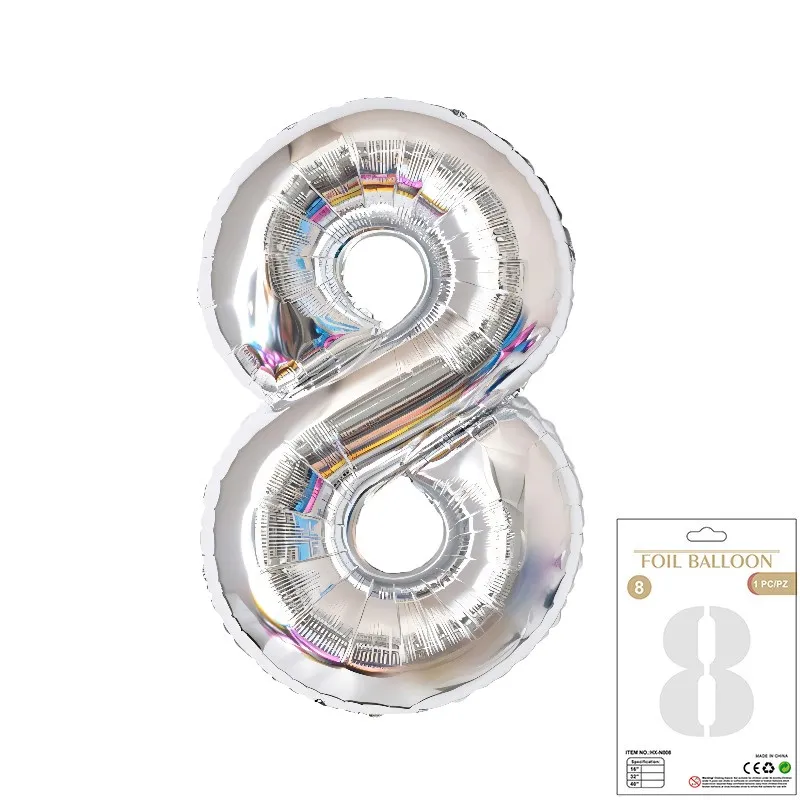 Balon Foliowy Srebrny "8" 1m Balon Foliowy Srebrny "8" 1m