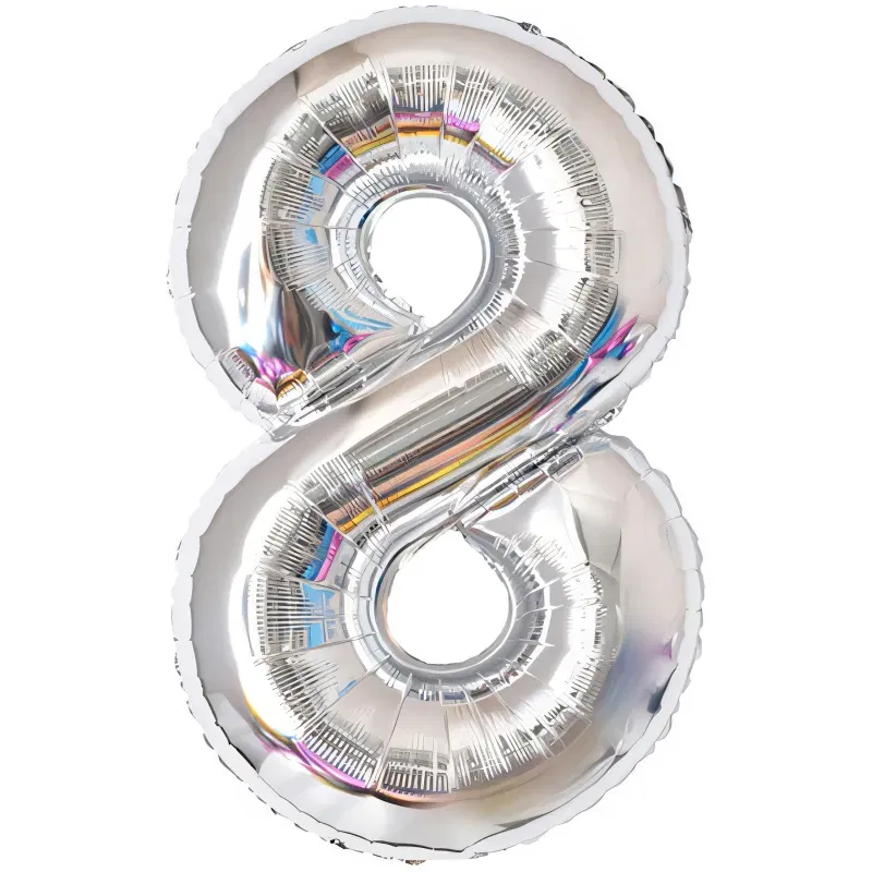 Balon Foliowy Srebrny "8" 1m