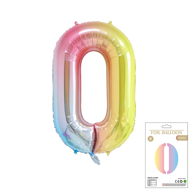 Balon Foliowy Tęczowy "0" 1m Balon Foliowy Tęczowy "0" 1m