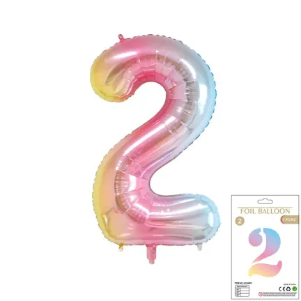 Balon Foliowy Tęczowy "2" 1m Balon Foliowy Tęczowy "2" 1m