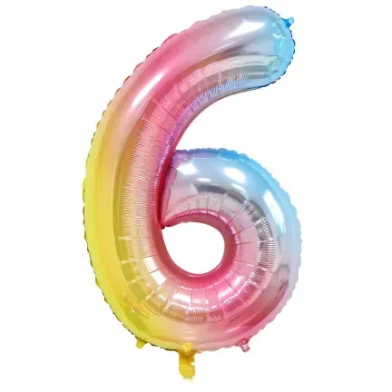 Balon Foliowy Tęczowy "6" 1m