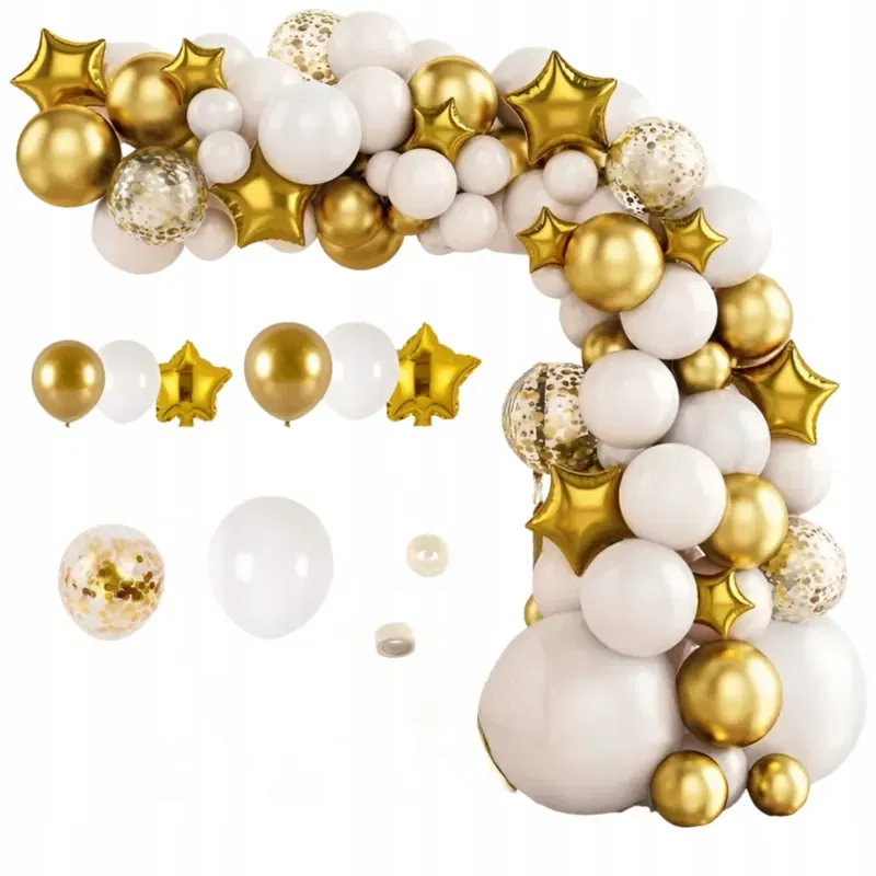 GIRLANDA BALONOWA biało złota 98 elementów GIRLANDA BALONOWA biało złota 98 elementów