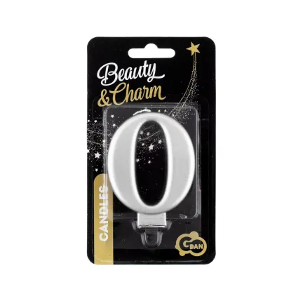 Świeczka 0 metalik srebrna, 8 cm Świeczka 0 metalik srebrna, 8 cm