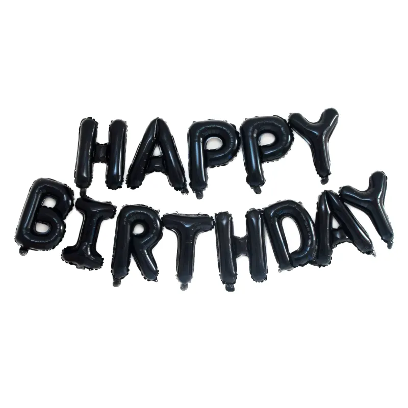 Zestaw balonów napis HAPPY BIRTHDAY czarny 40cm