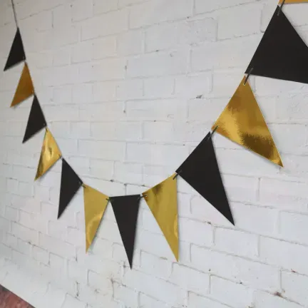 Girlanda dekoracja baner flagietki czarno-złote