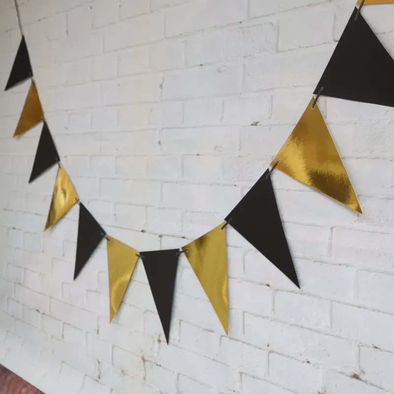 Girlanda dekoracja baner flagietki czarno-złote