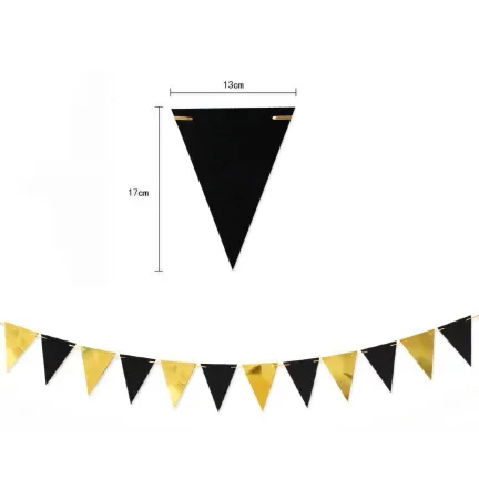 Girlanda dekoracja baner flagietki czarno-złote