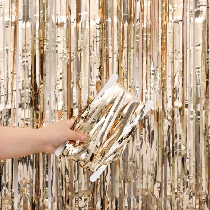 KURTYNA DEKORACYJNA Foliowa SZAMPAŃSKA Jasnozłota Gold 100x200 cm