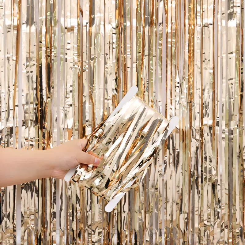 KURTYNA DEKORACYJNA Foliowa SZAMPAŃSKA Jasnozłota Gold 100x200 cm