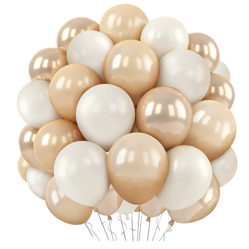 Balony biało-złote zestaw dekoracyjny 10cali 25cm 50szt.