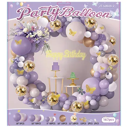 GIRLANDA BALONOWA fioletowa lawenda 167 elementów GIRLANDA BALONOWA fioletowa lawenda 167 elementów