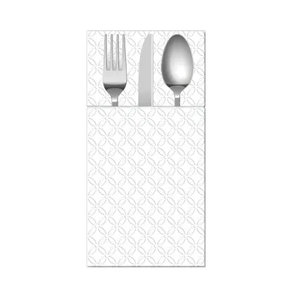 Kieszonki na sztućce białe Inspiration Modern 40cm x 40cm 16 szt.