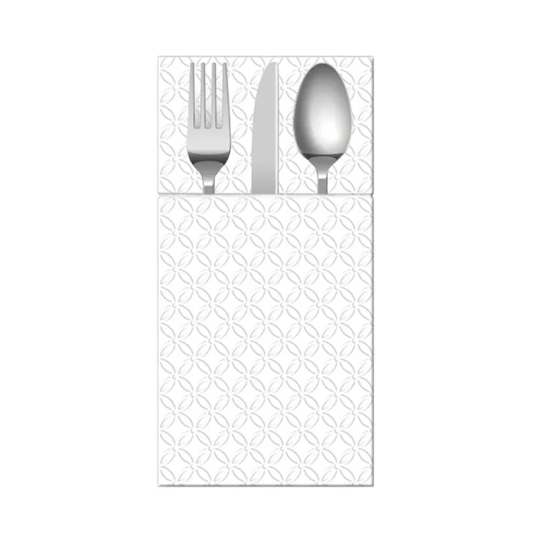 Kieszonki na sztućce białe Inspiration Modern 40cm x 40cm 16 szt.