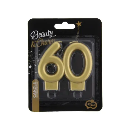 Świeczka 60 złota, metaliczna 8 cm