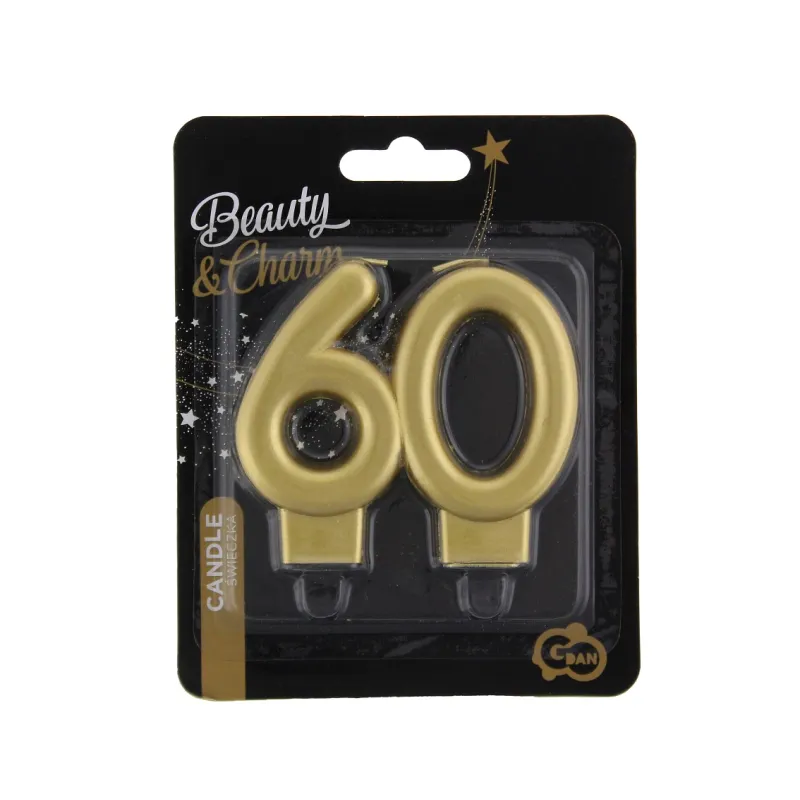 Świeczka 60 złota, metaliczna 8 cm