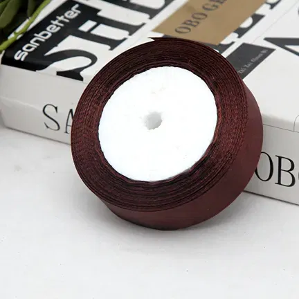 Tasiemka satynowa brązowa 25mm x 22m