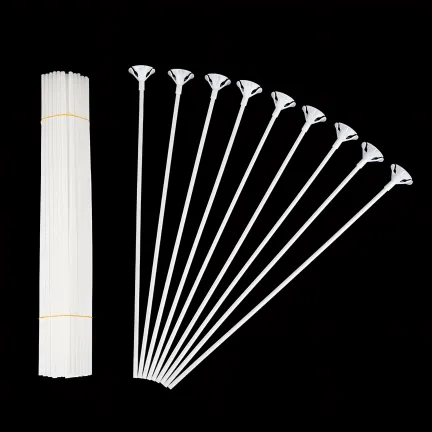 Patyczki do balonów z koszyczkami białe 40 cm 100 szt.