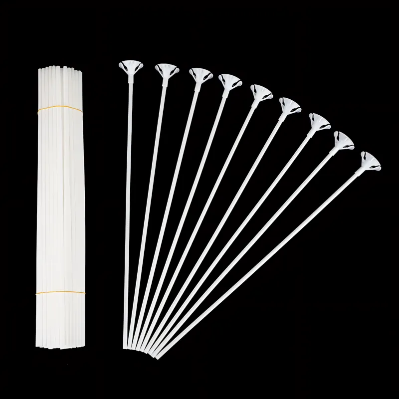 Patyczki do balonów z koszyczkami białe 40 cm 100 szt.