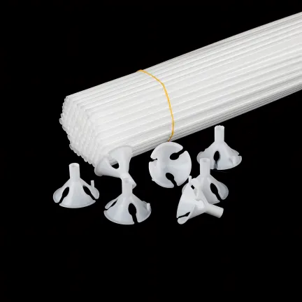 Patyczki do balonów z koszyczkami białe 40 cm 100 szt.