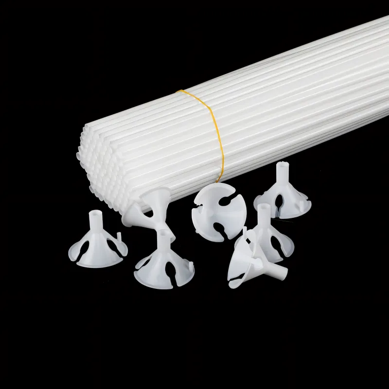 Patyczki do balonów z koszyczkami białe 40 cm 100 szt.