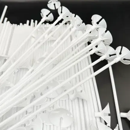 Patyczki do balonów z koszyczkami białe 40 cm 100 szt.